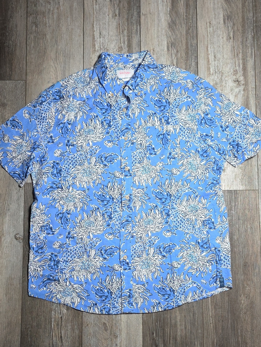 Lilly Pulirzer x Southern Tide Collab Linen Button-up Sports Shirt Size XL